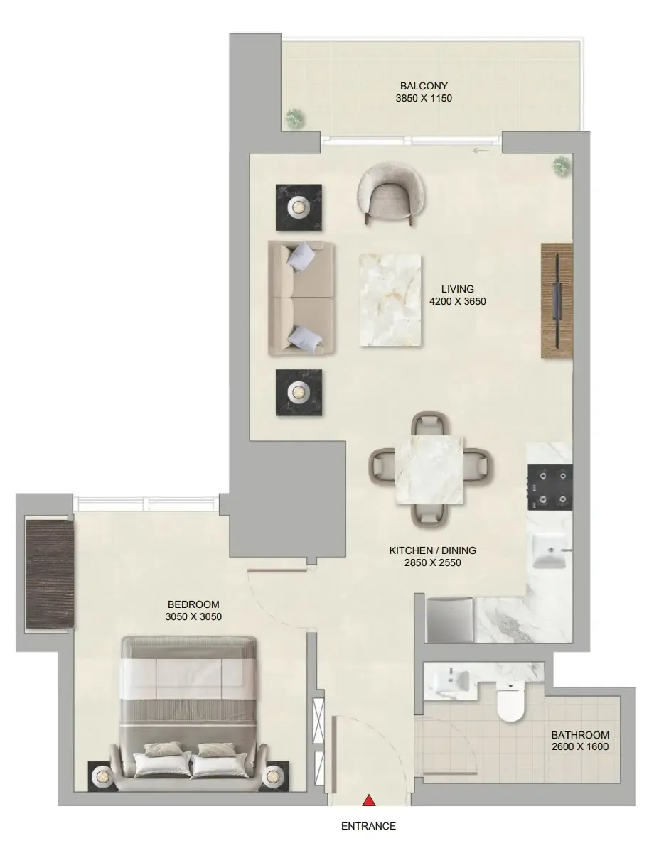 1 bedroom Apartments floor plan at The Tranquil at Sobha Central
