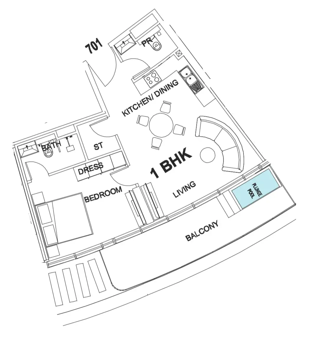 1 bedroom Apartments floor plan at Villa Del Garda