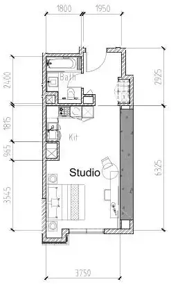 0 bedroom Apartments floor plan at Aykon City Tower