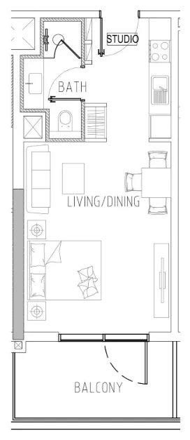 0 bedroom Apartments floor plan at Damac Riverside Views
