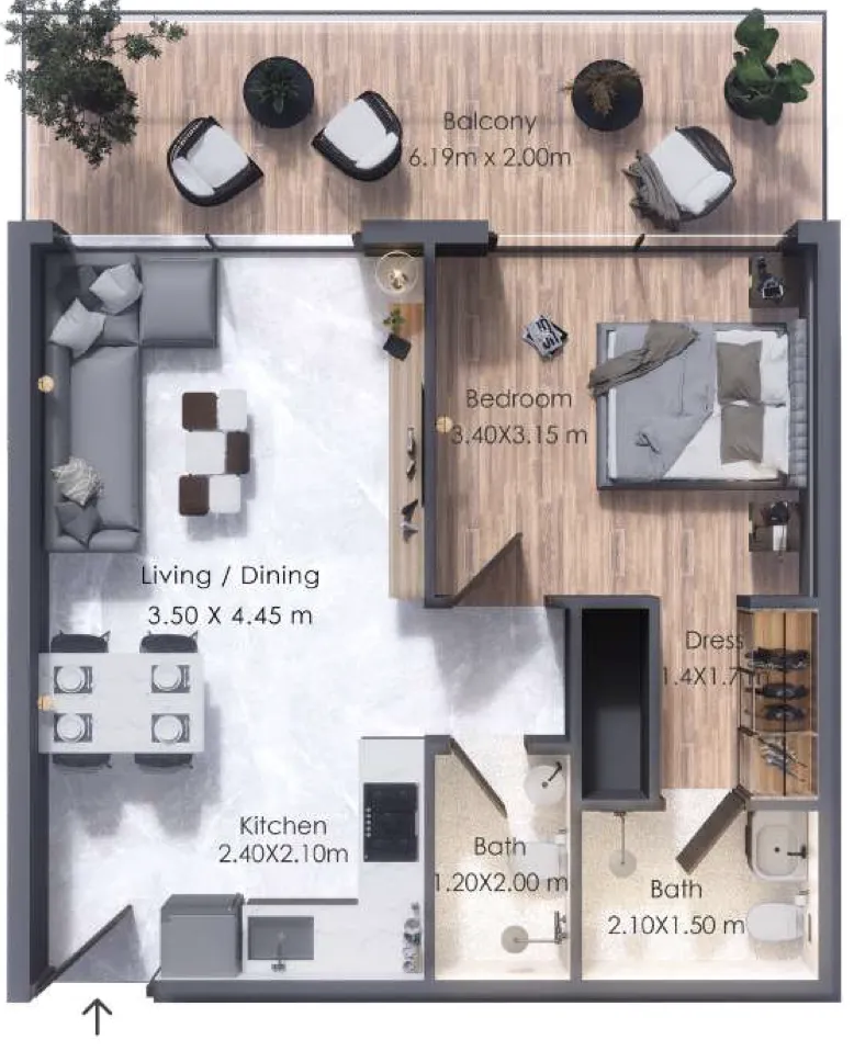 1 bedroom Apartments floor plan at Moonsa Residences 2