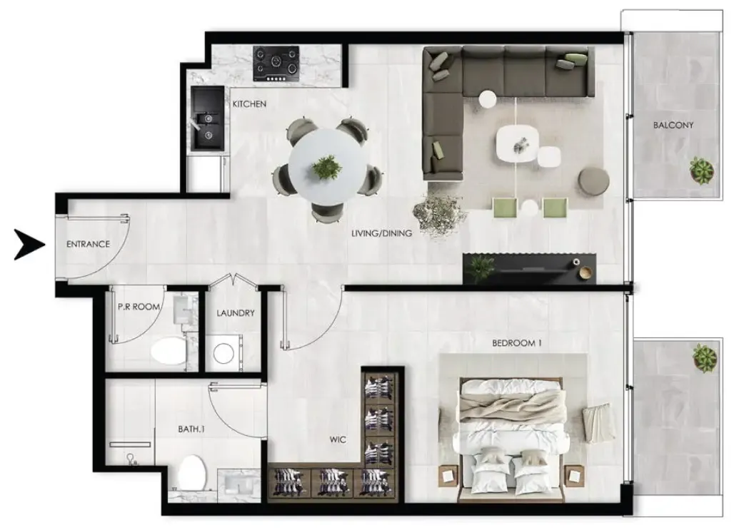 1 bedroom Apartments floor plan at The Willows Residences