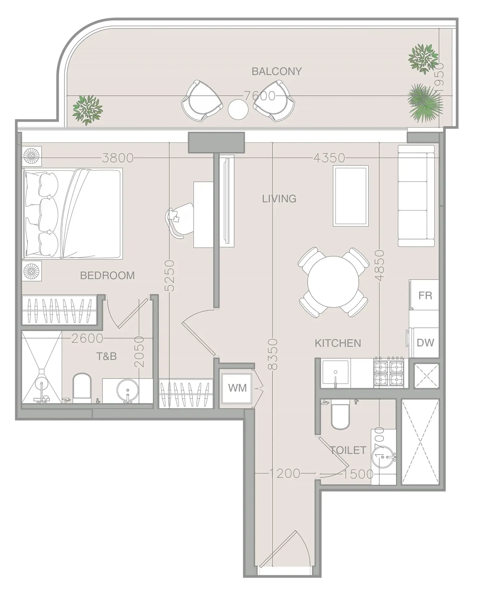 1 bedroom Apartments floor plan at ELAR1S Axis