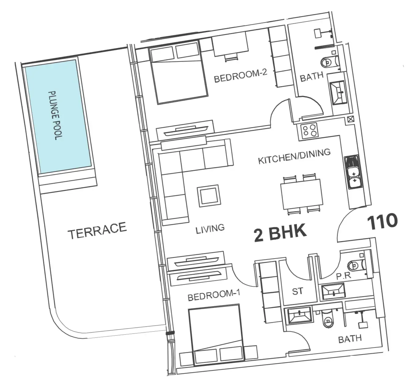 2 bedroom Apartments floor plan at Villa Del Garda