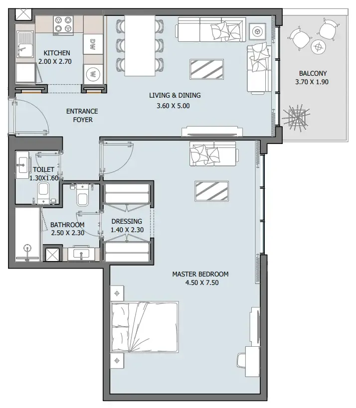 1 bedroom Apartments floor plan at Oceana