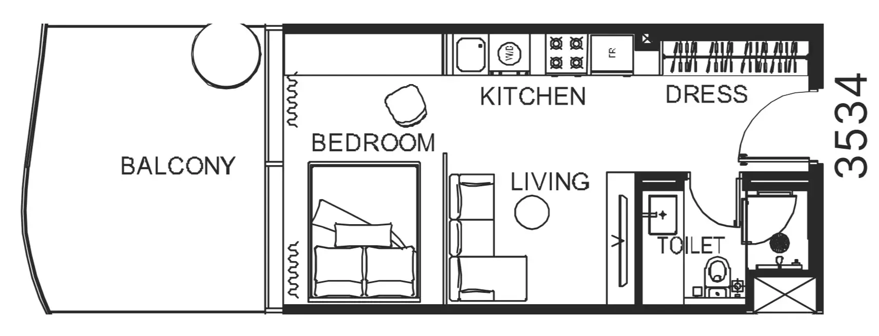 0 bedroom Apartments floor plan at The WOW Tower