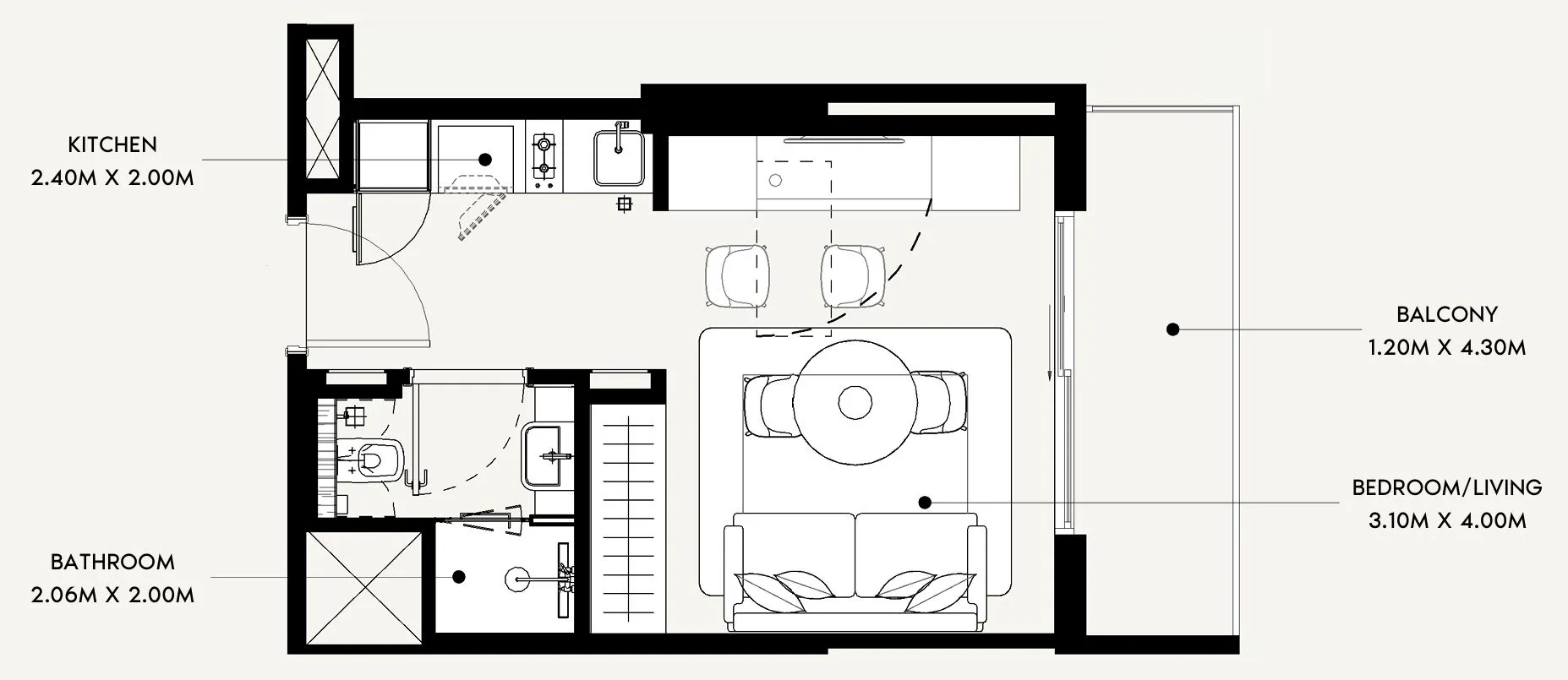 0 bedroom Apartments floor plan at Azizi David