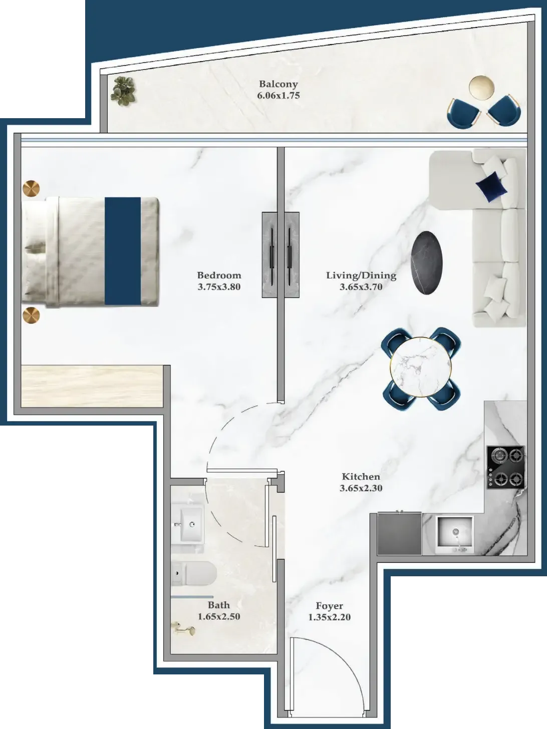 1 bedroom Apartments floor plan at Serenz