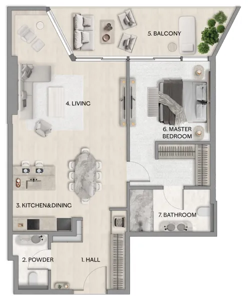 1 bedroom Apartments floor plan at Riviera Residence