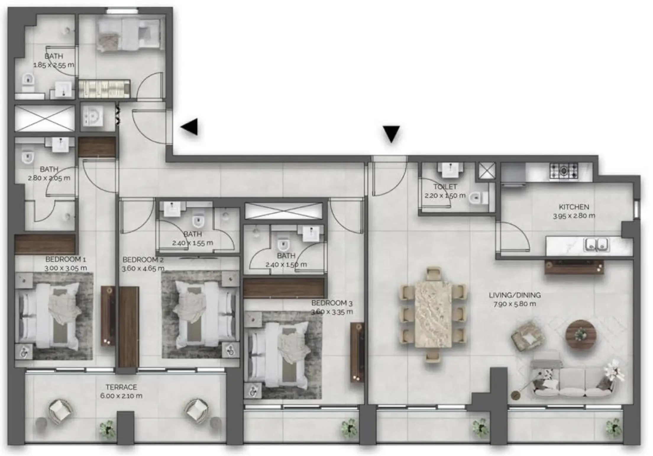 3 bedroom Apartments floor plan at Amazonia Residence