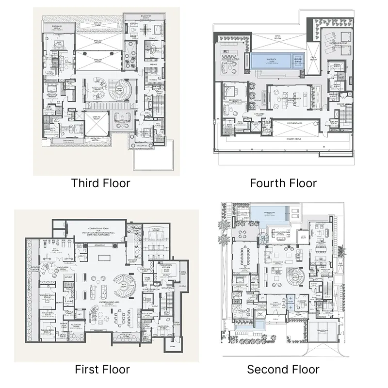 7 bedroom Villa floor plan at Monaco Mansions
