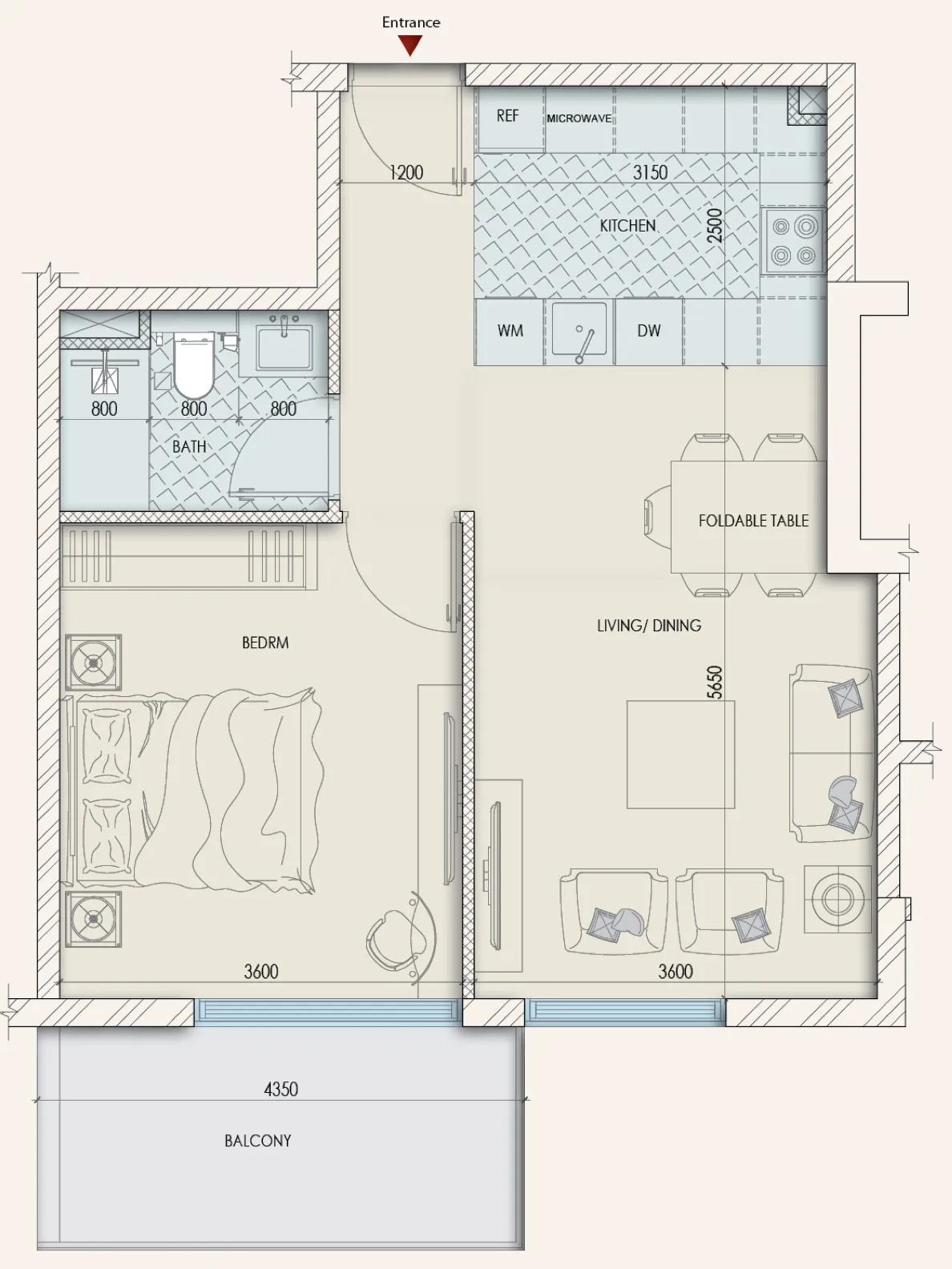 1 bedroom Apartments floor plan at Enaya Residences