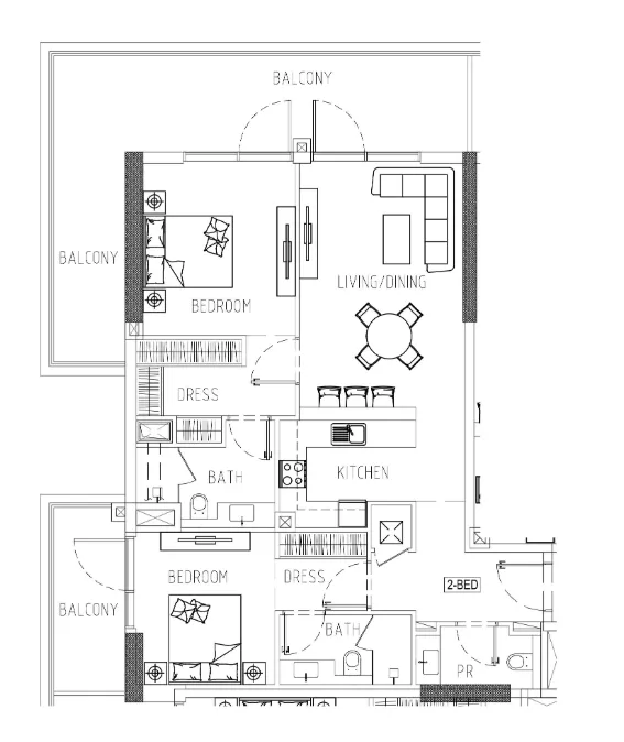 2 bedroom Apartments floor plan at Damac Riverside Views