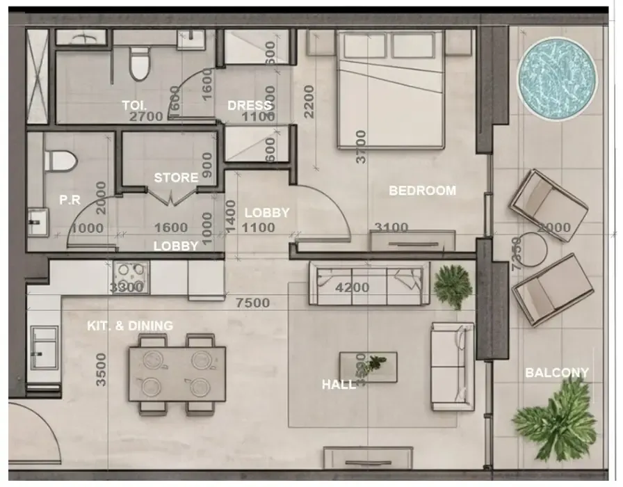1 bedroom Apartments floor plan at Sky Harmony