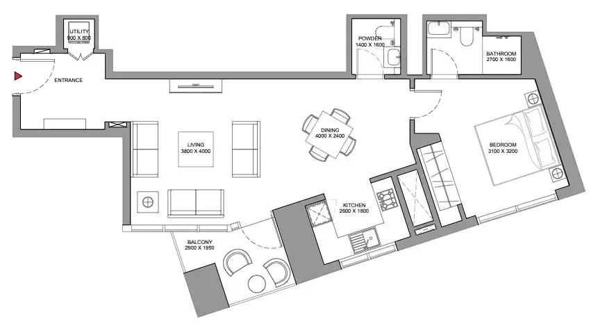 1 bedroom Apartments floor plan at Skyscape