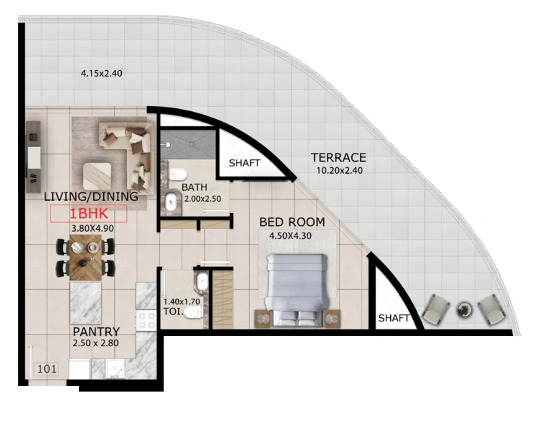 1 bedroom Apartments floor plan at Mayfair Gardens