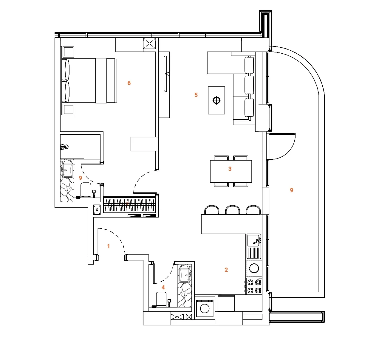 1 bedroom Apartments floor plan at The Orchard Place Towers A & B