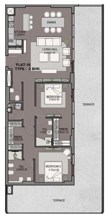 2 bedroom Apartments floor plan at Helvetia Residences