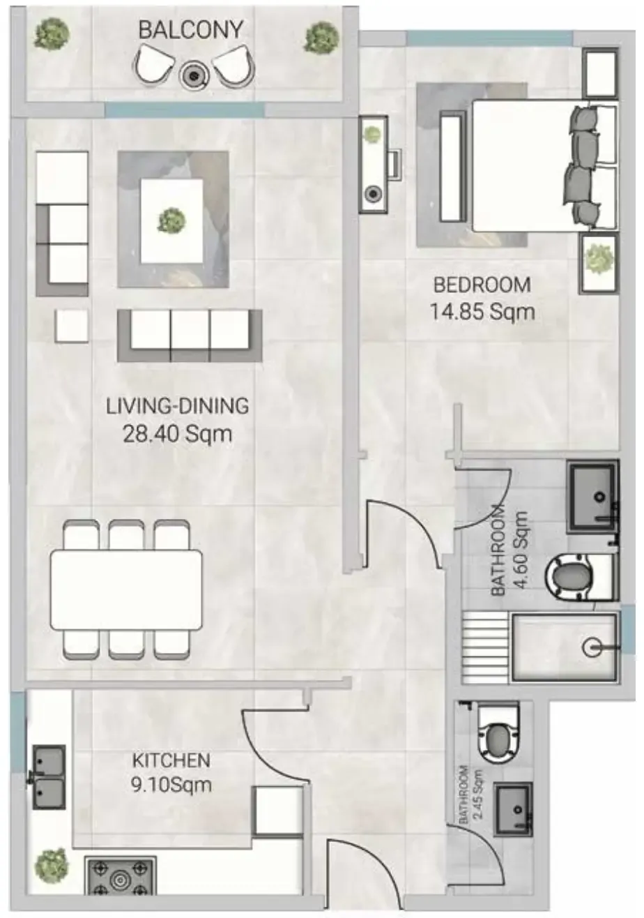 1 bedroom Apartments floor plan at Al Ameera Village 5
