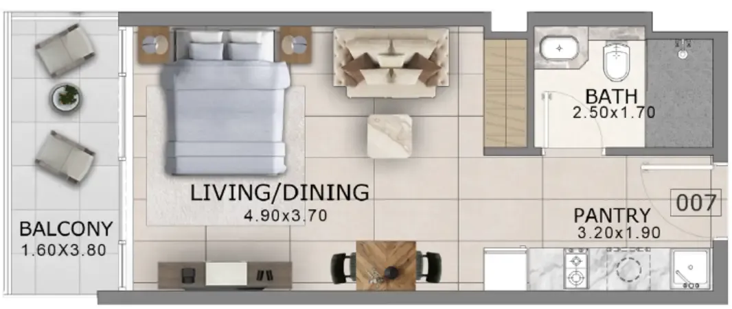 0 bedroom Apartments floor plan at Arlington Park 2