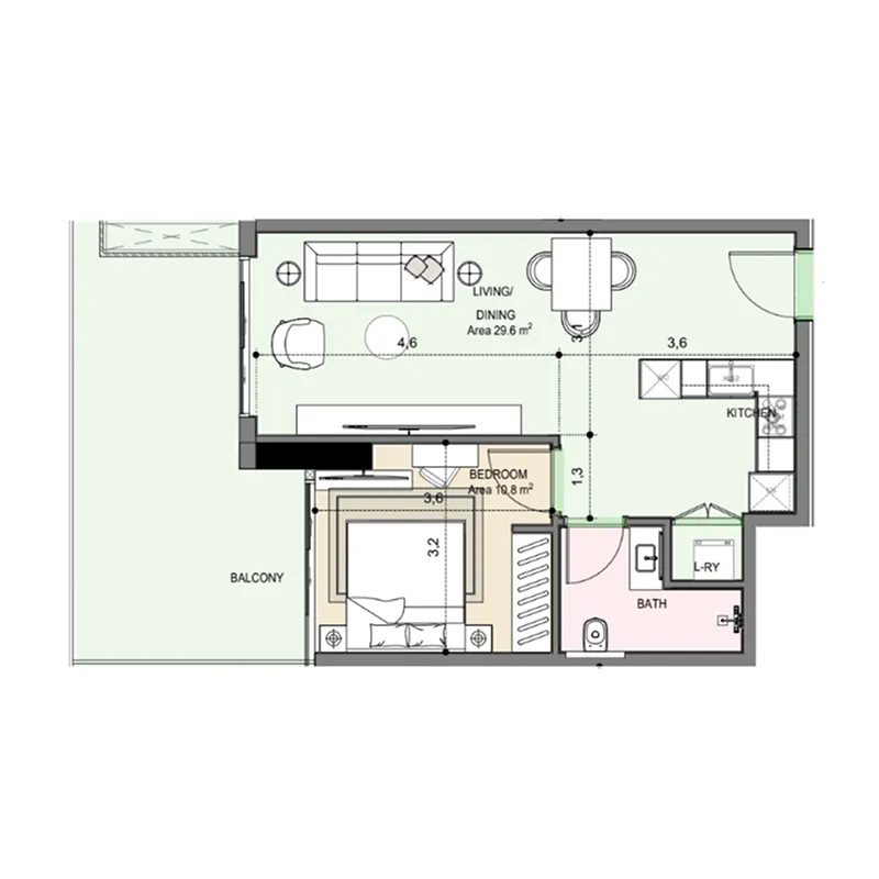 1 bedroom Apartments floor plan at Edgewater Residences 1, 2 and 3