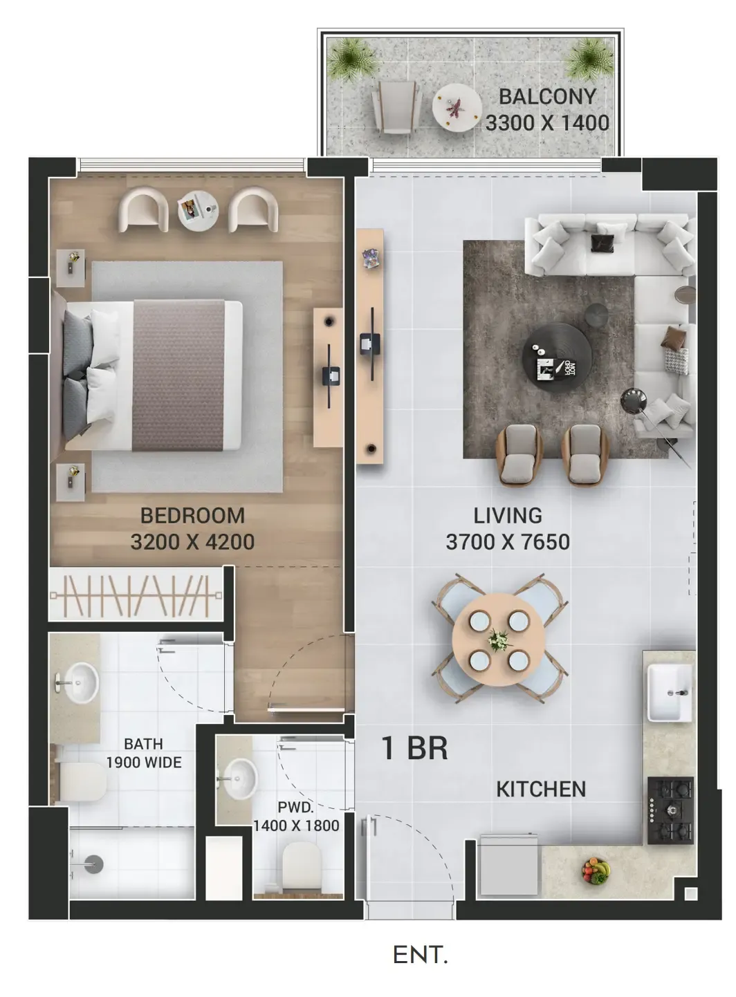 1 bedroom Apartments floor plan at Empire Jebel Ali