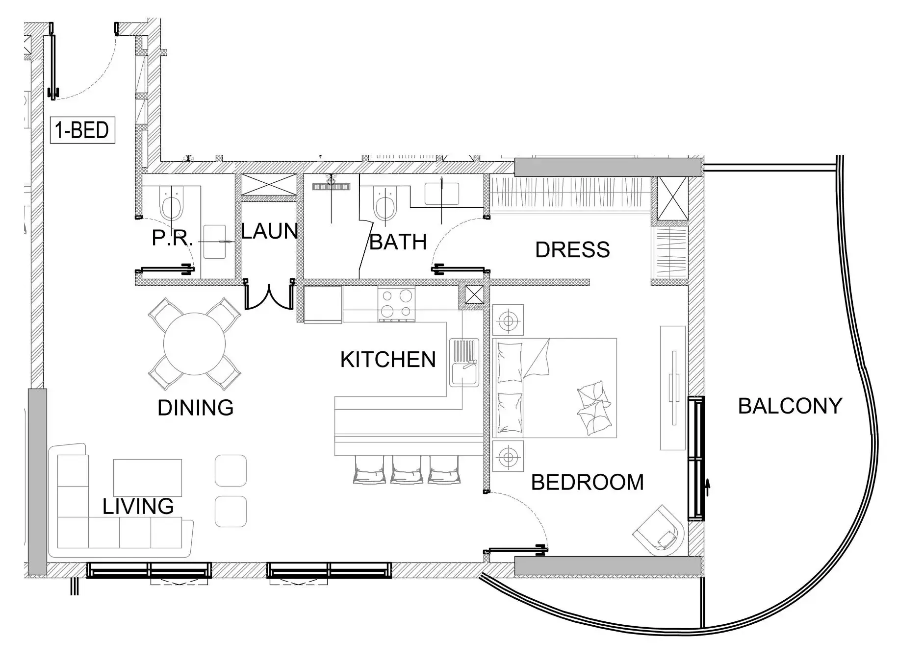 1 bedroom Apartments floor plan at Valencia