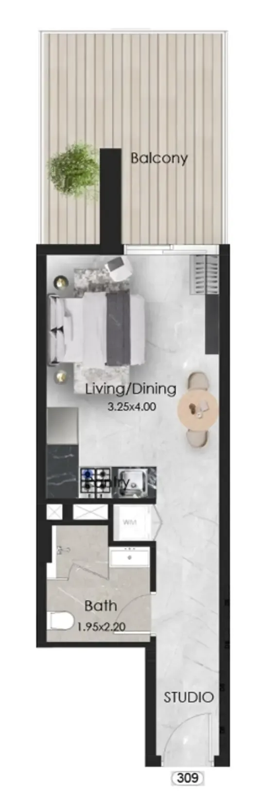 0 bedroom Apartments floor plan at Aristo