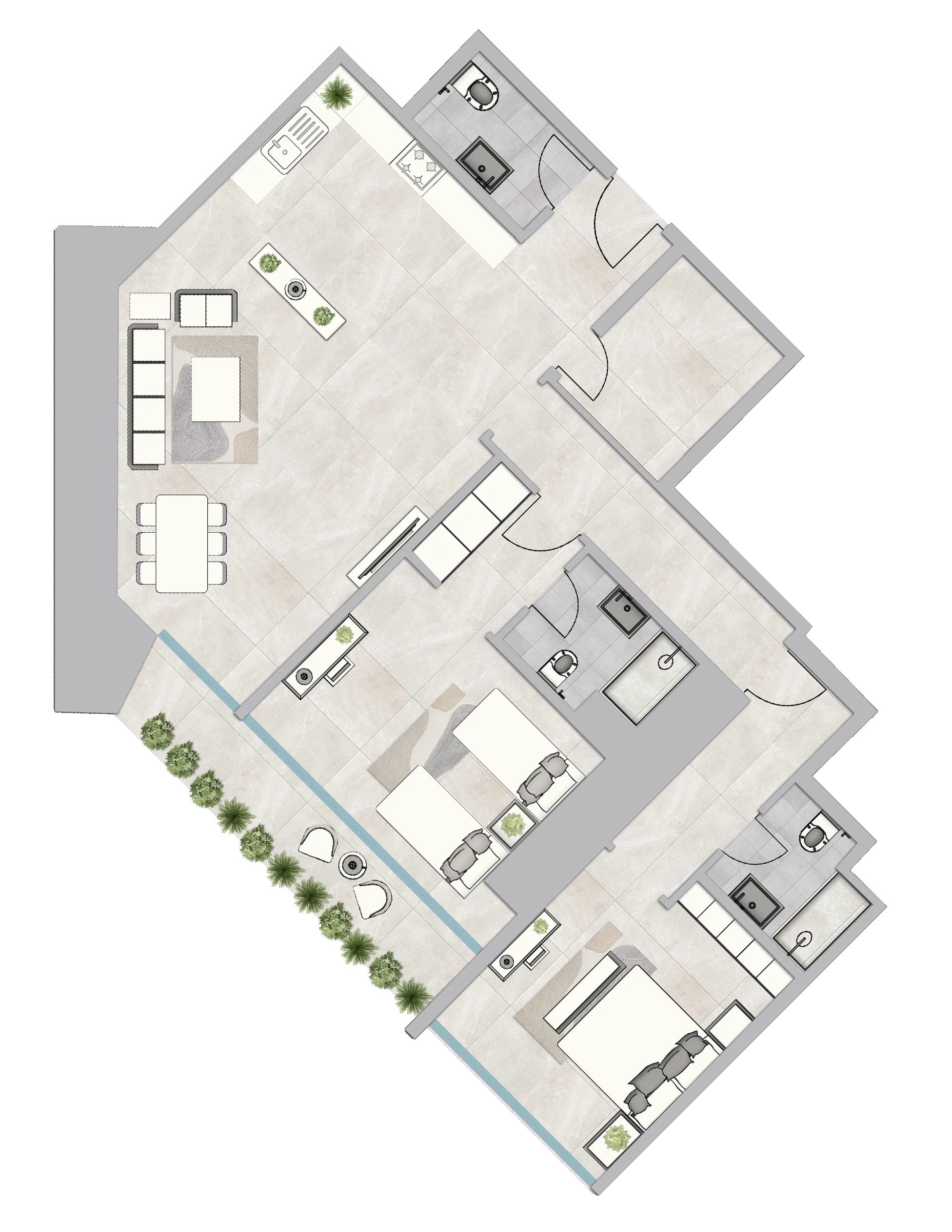 2 bedroom Apartments floor plan at Infinity Tower