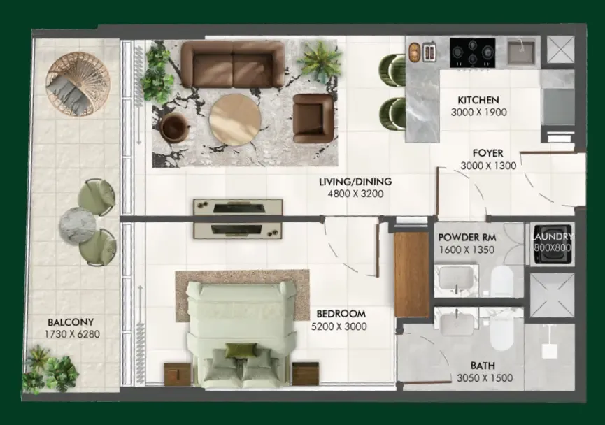 1 bedroom Apartments floor plan at Enchante