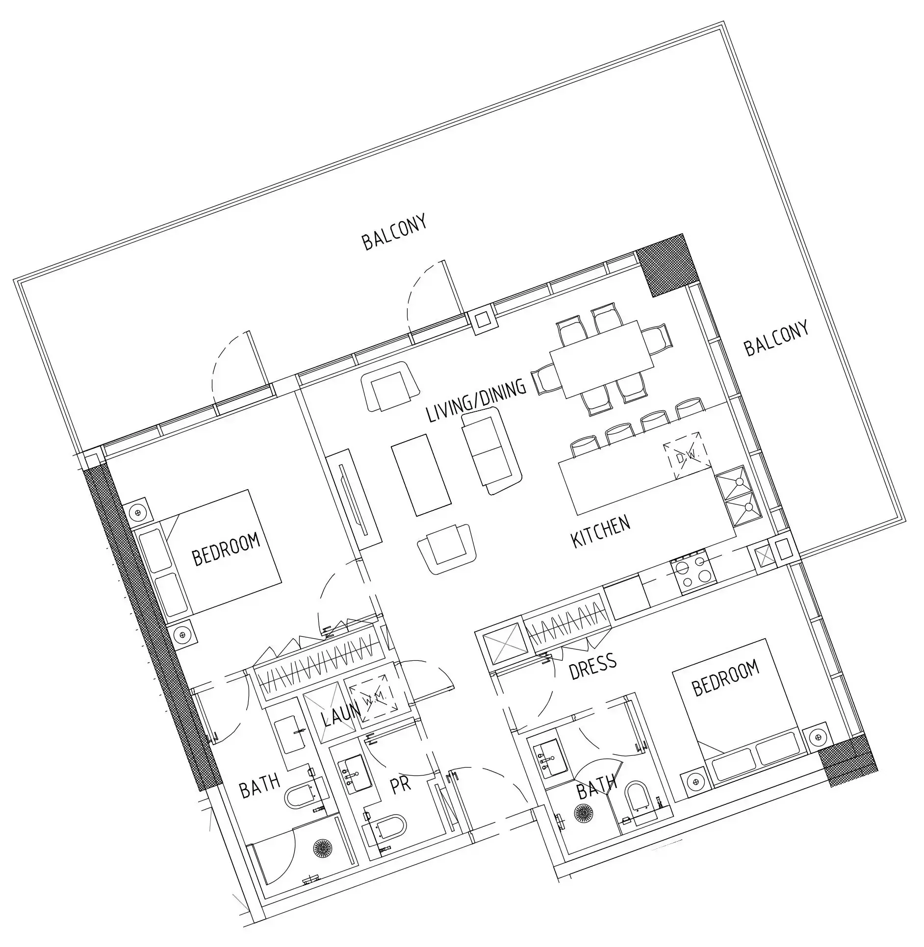2 bedroom Apartments floor plan at Damac District
