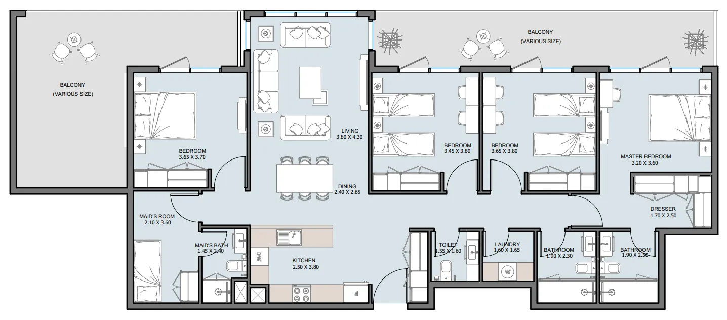 4 bedroom Penthouse floor plan at The District