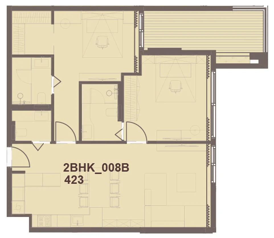 2 bedroom Apartments floor plan at J-Haus Residence