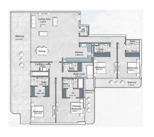 4 bedroom Penthouse floor plan at Iraz Creek Views