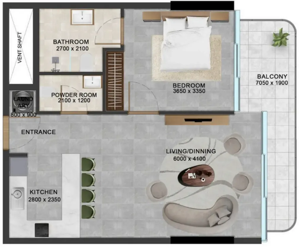 1 bedroom Apartments floor plan at Vivanti Residences by Meteora