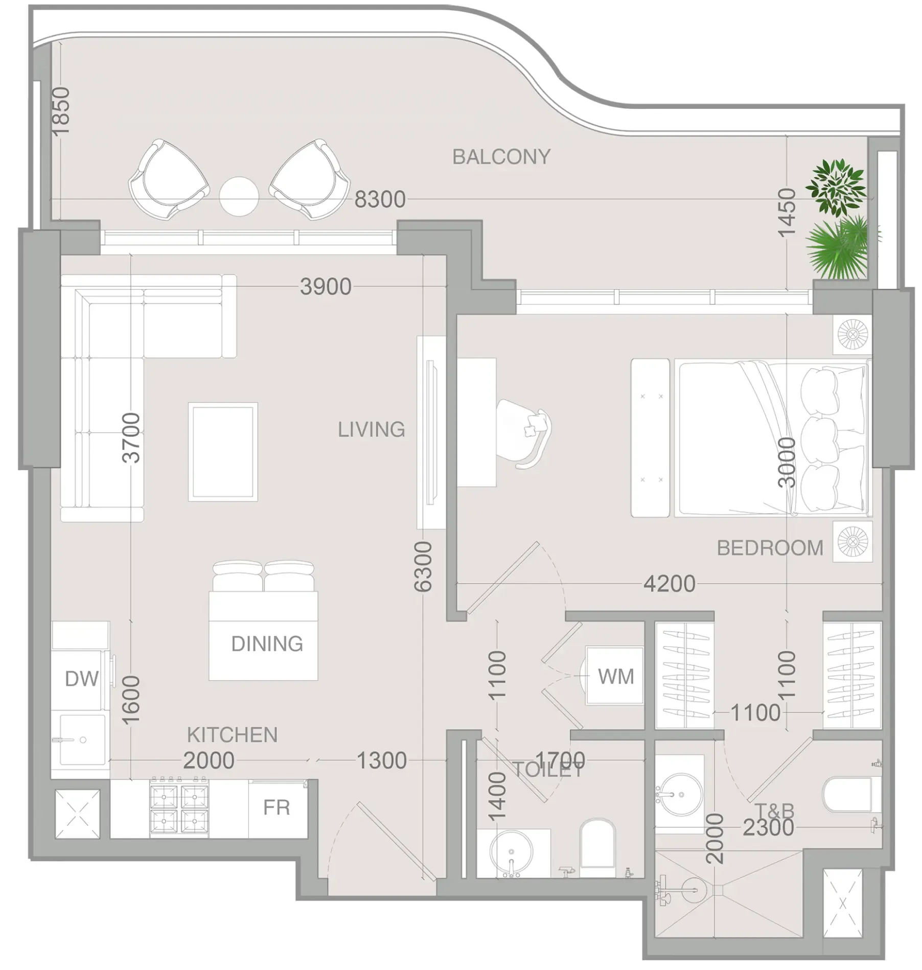 1 bedroom Apartments floor plan at ALTA V1EW