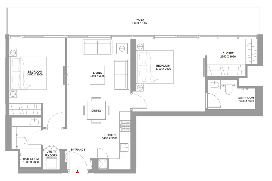 2 bedroom Apartments floor plan at Pierside Marina Residences