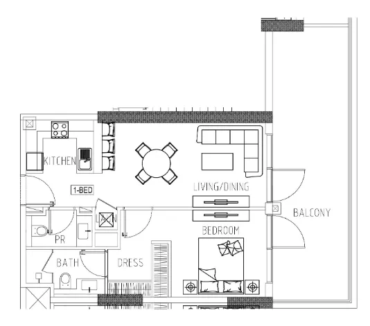 1 bedroom Apartments floor plan at Damac Riverside Views