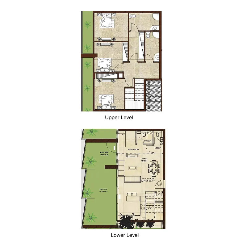 3 bedroom Duplex floor plan at Gateway by Premier Choice