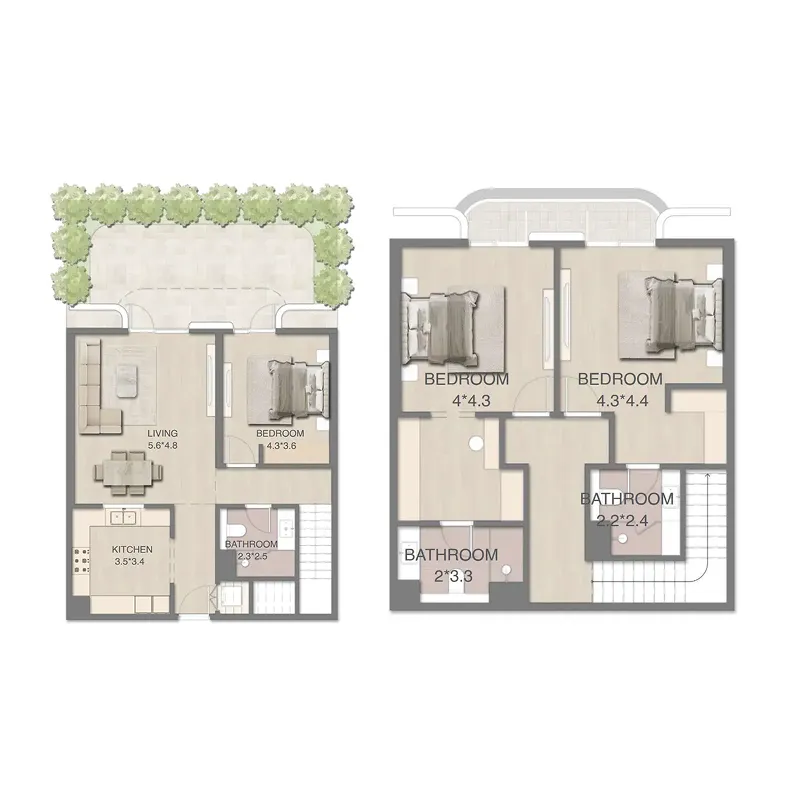 3 bedroom Duplex floor plan at Mirasol Mina