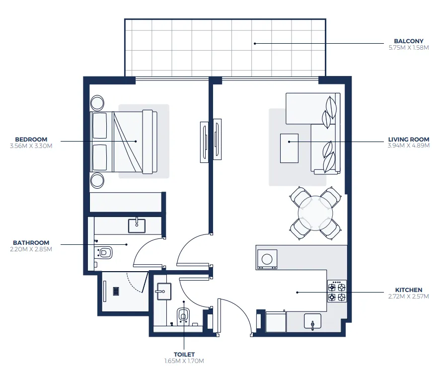 1 bedroom Apartments floor plan at Creek Views 3