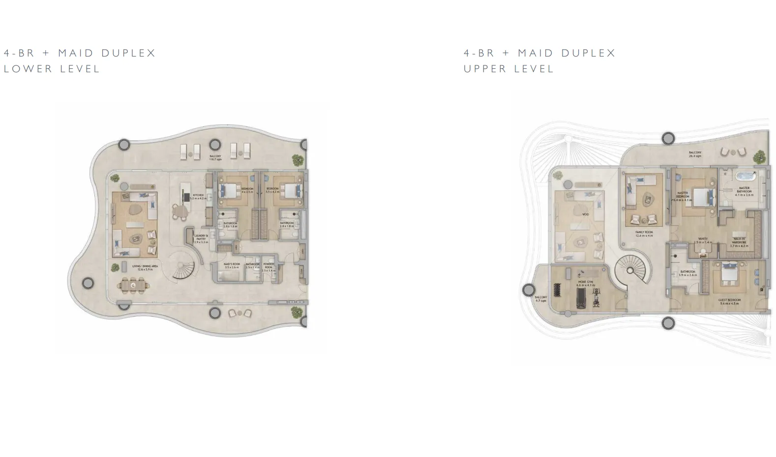 4.5 bedroom Duplex floor plan at Mamsha Palm