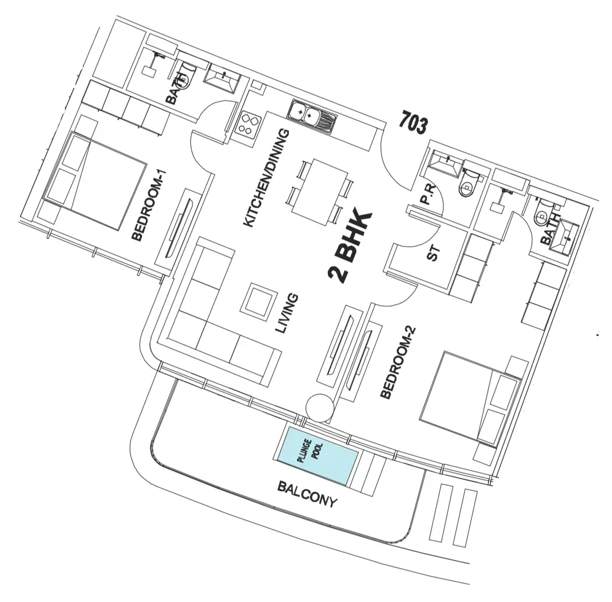 2 bedroom Apartments floor plan at Villa Del Garda