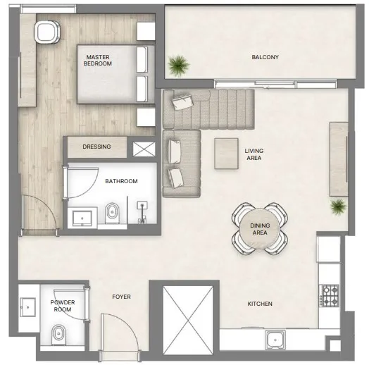 1 bedroom Apartments floor plan at Al Hamra Greens