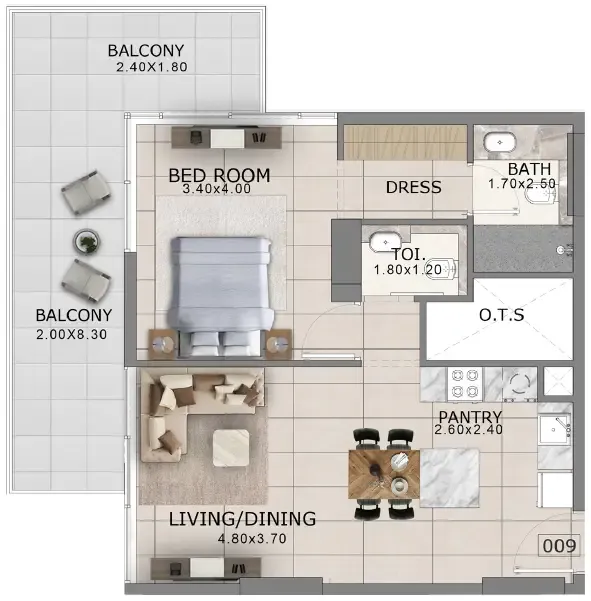 1 bedroom Apartments floor plan at Arlington Park 2