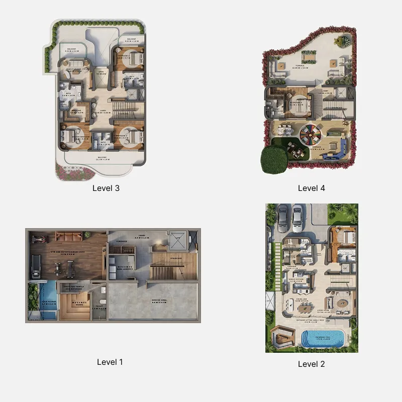 5 bedroom Villa floor plan at Fleurs de Jardin
