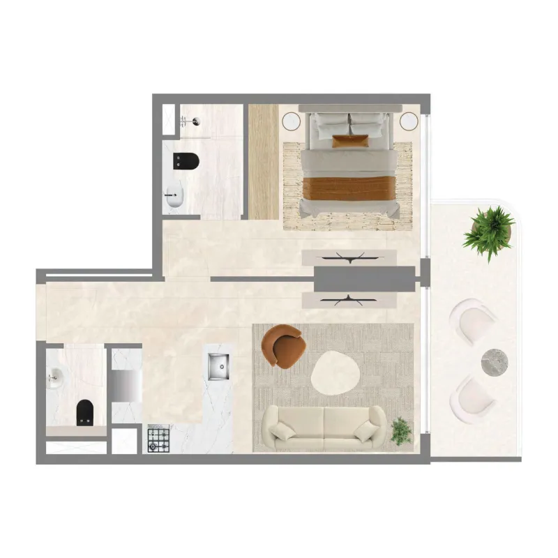 1 bedroom Apartments floor plan at Celesto 4