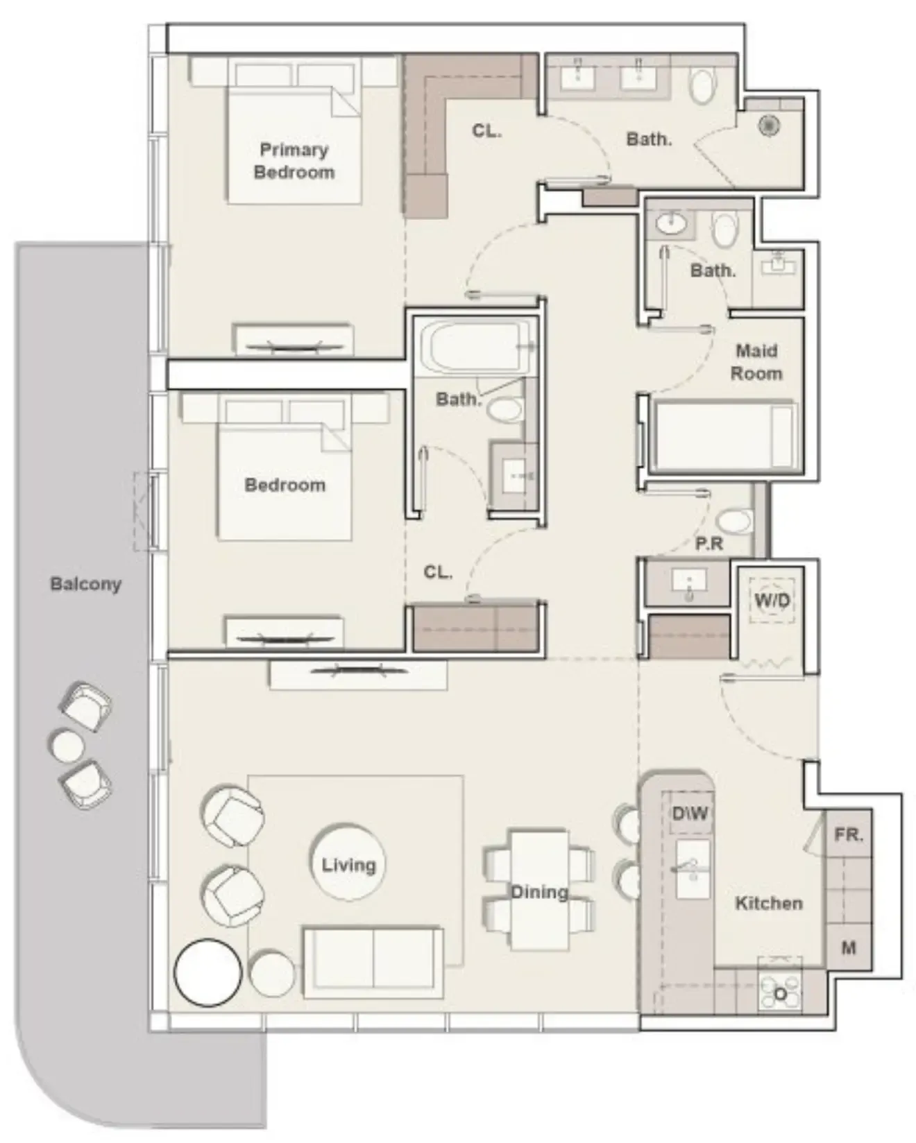 2 bedroom Apartments floor plan at The Meriva Collection