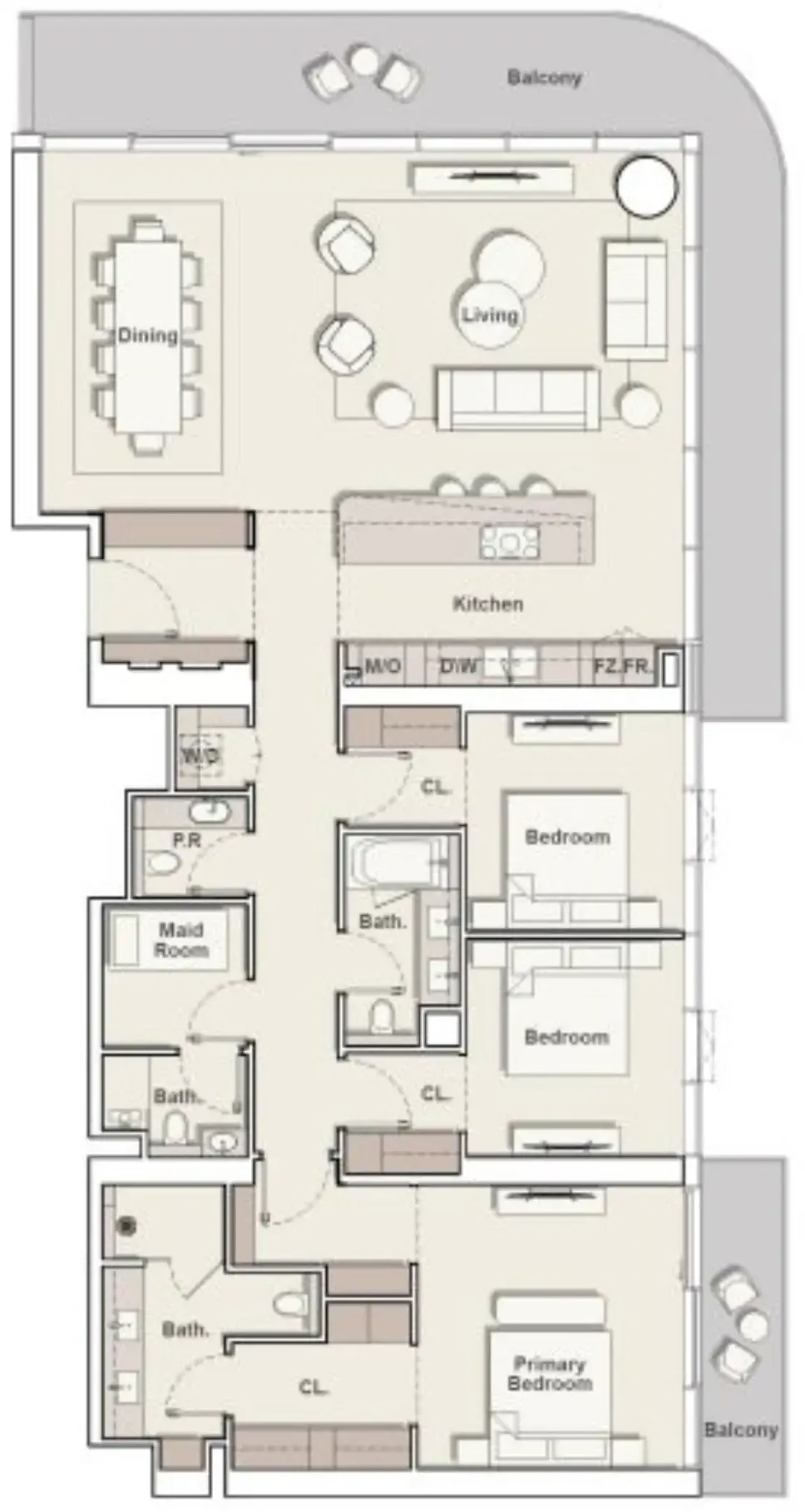 3 bedroom Apartments floor plan at The Meriva Collection