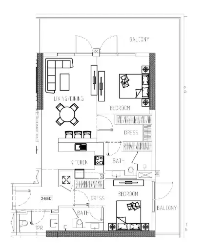2 bedroom Apartments floor plan at Damac Riverside Views
